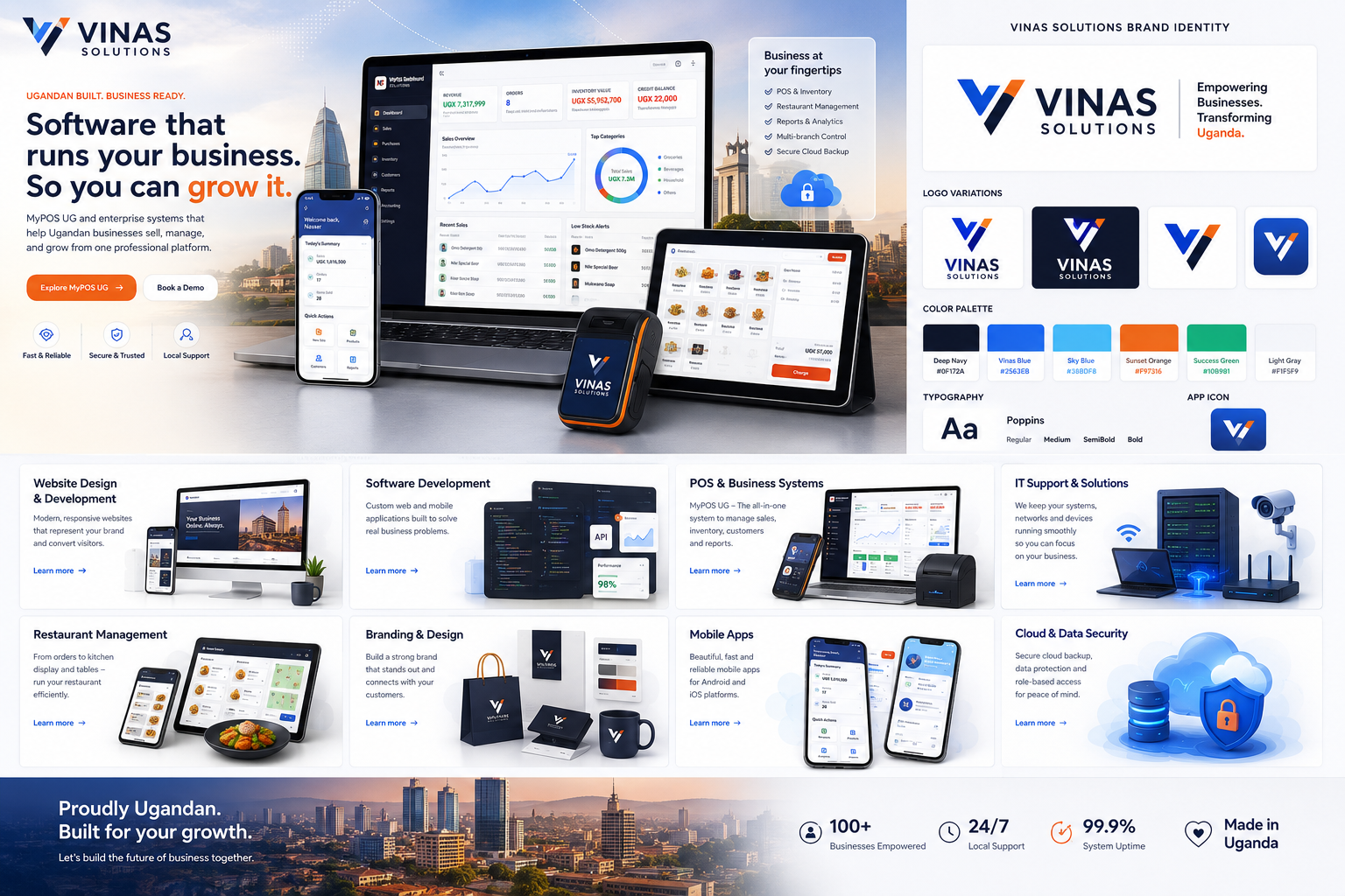 Vinas Solutions visual identity and marketing concept board