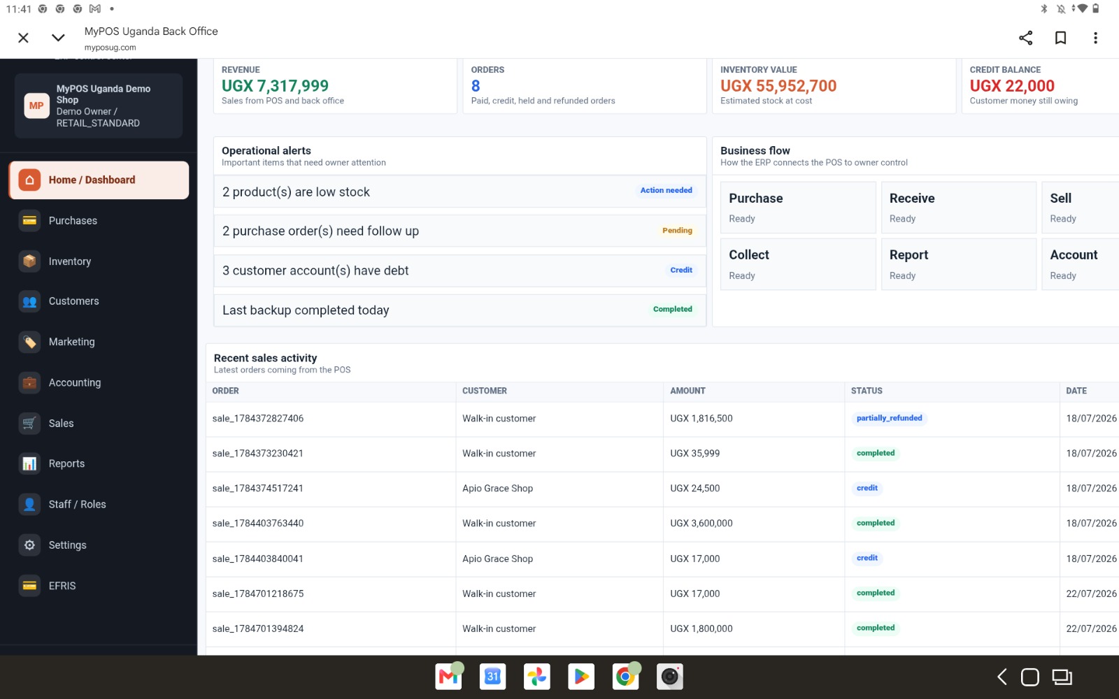 MyPOS Uganda retail dashboard